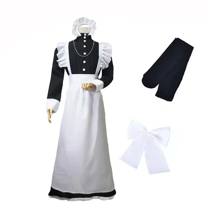 

Halloween Cosplay Maid Uniform Daily Long Lolita Dress Carnival Party Women Dresses Stage Performance Role Play Ladyboy Costume