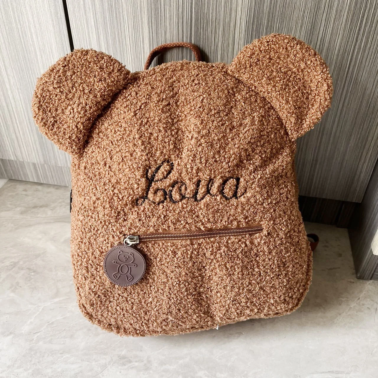 Mochila bordada con oso personalizado para mujer, bolso de hombro con bonito oso, portátil, para viajes, compras