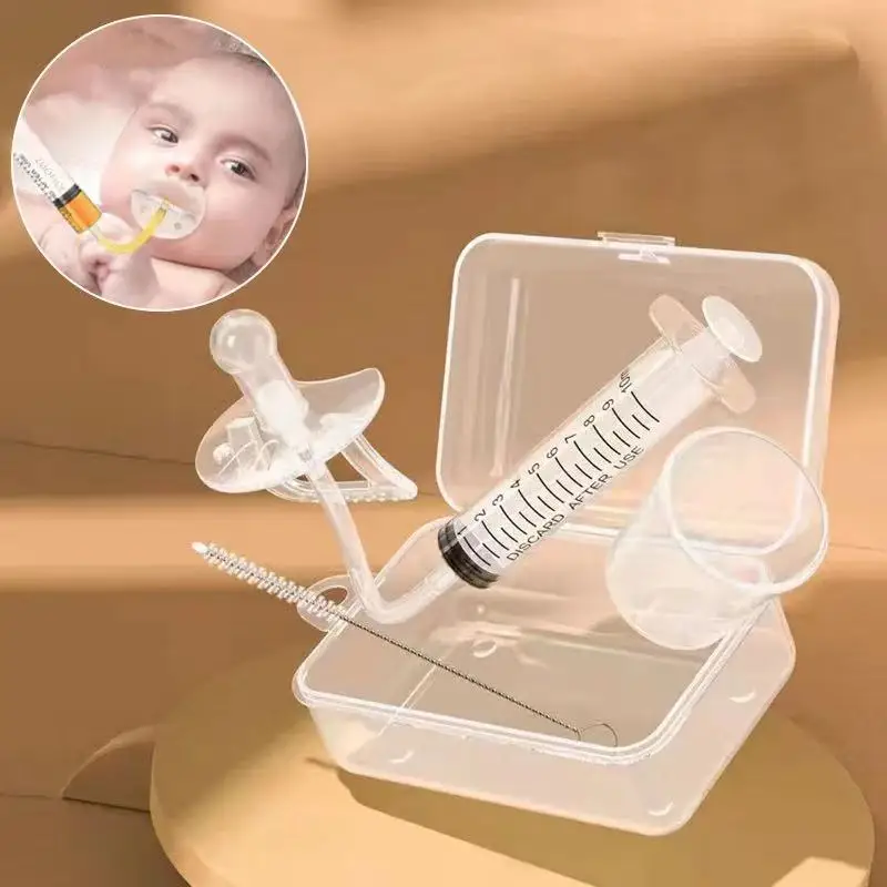 6pcs Baby Pacifier Medicine Dispenser Kit 10ml Oral Feeding Syringe Liquid Needle Feeder with Measure Cup for Infants Newborns