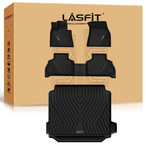 LASFIT Floor Mats fit for BMW X5 2019-2025 5 Seats (Not fit 7 Seats), Fit Without Side Netting) 1st & 2nd Row & Cargo Full Set