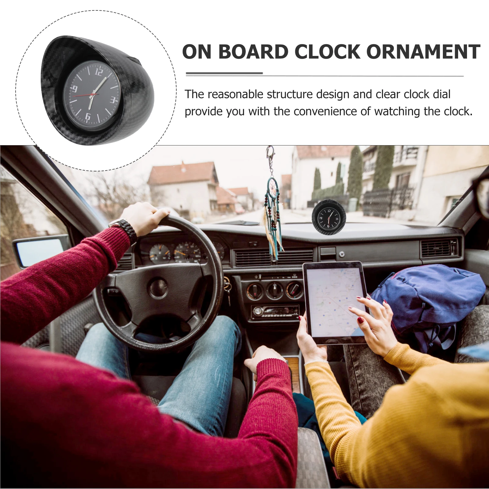 

Quartz Car Clock Dashboard Vehicle Decor Simple Fashionable Steel Movement Glass Face Zinc Alloy Shell