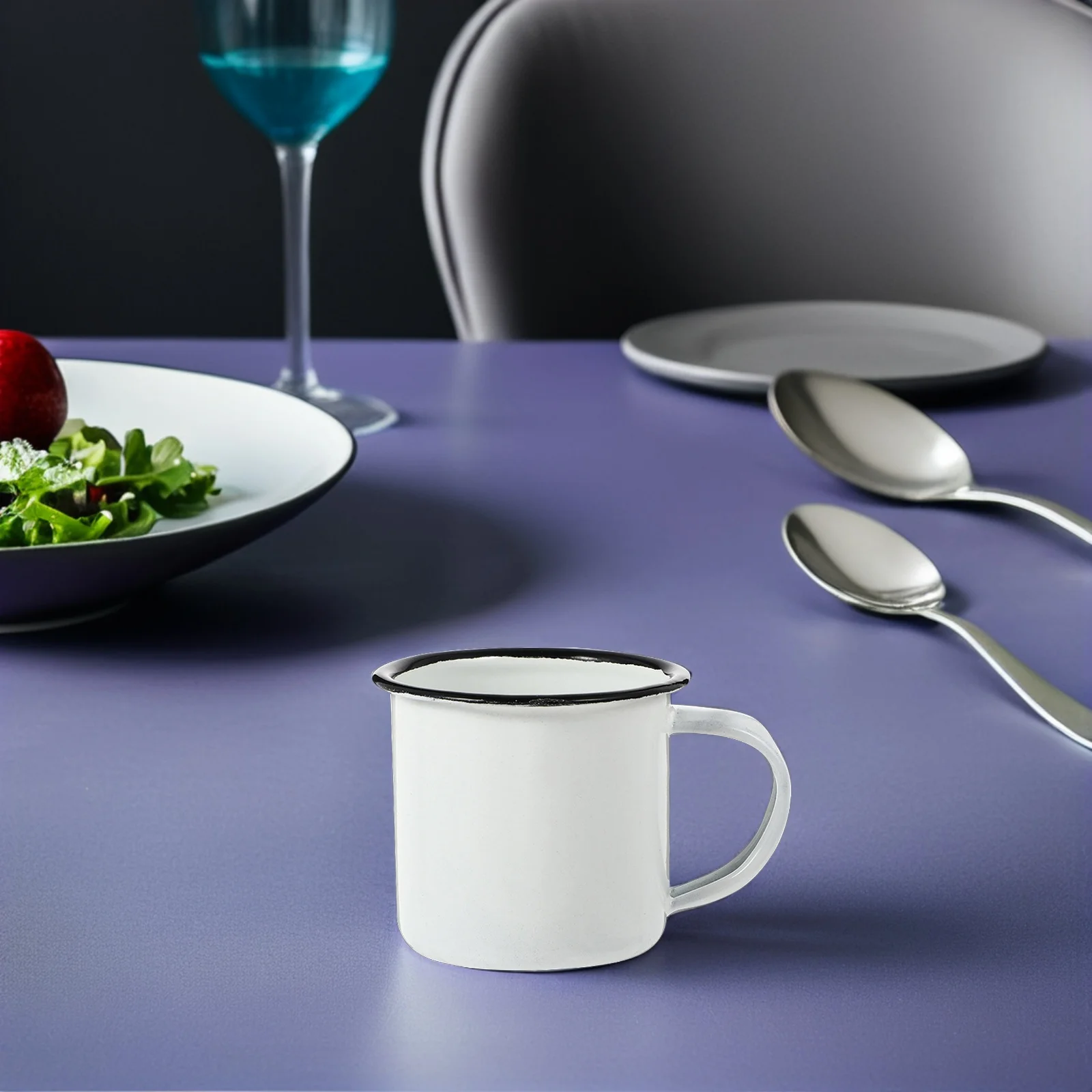 2Pcs Enamel Coffee Mug Classic Handheld Drinkware for Tea Water Juice Smoothie Office Desk Stable Non Slip Base Design