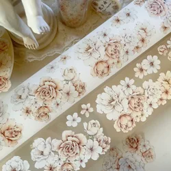 YiEr Studio Vintage Sunset Rose Floral Washi PET Tape Planner DIY Card Making Scrapbooking Plan Decorative Sticker