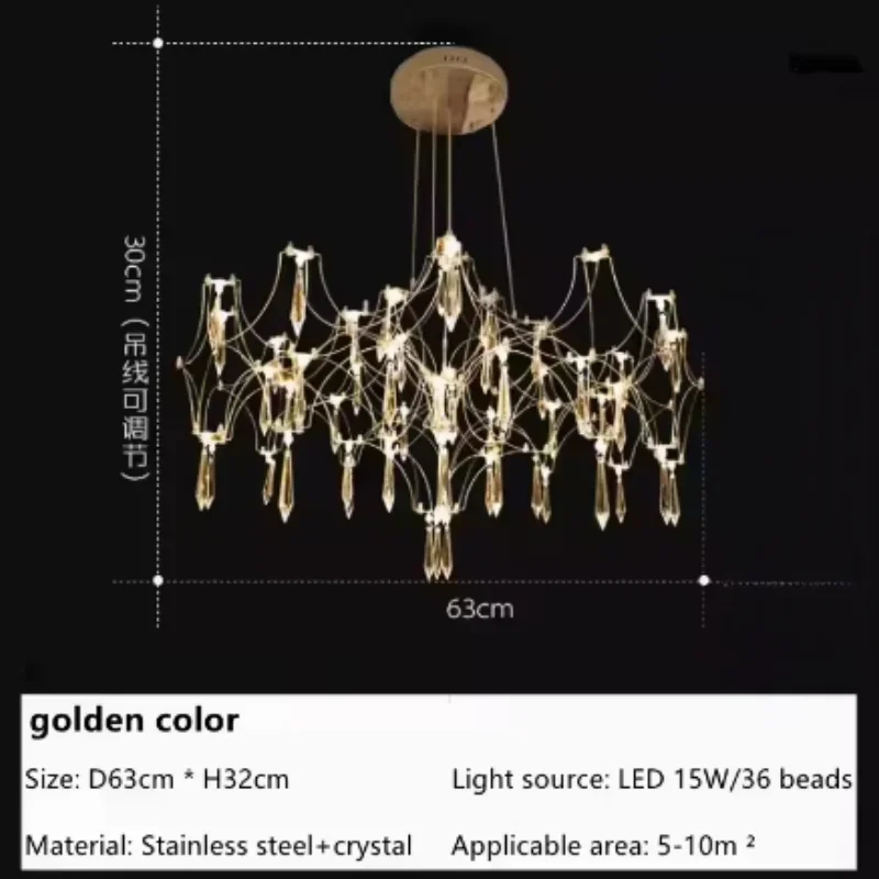 Noordse luxe kristallen kroonluchter Gypsy Firefly kristallen kroonluchter woonkamer villa duplex trap Dandelion hanglamp