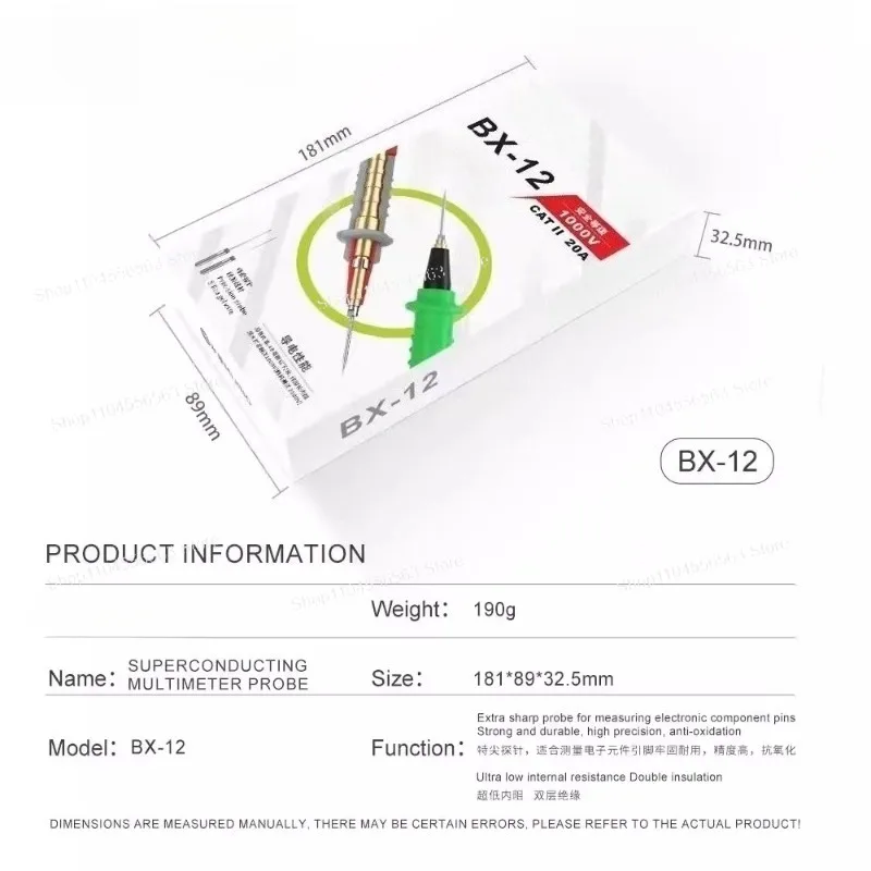 BX-12 Superconductive Multimeter Probes, Ultra-Low Resistance Double Insulation for Precision Testing & Repair
