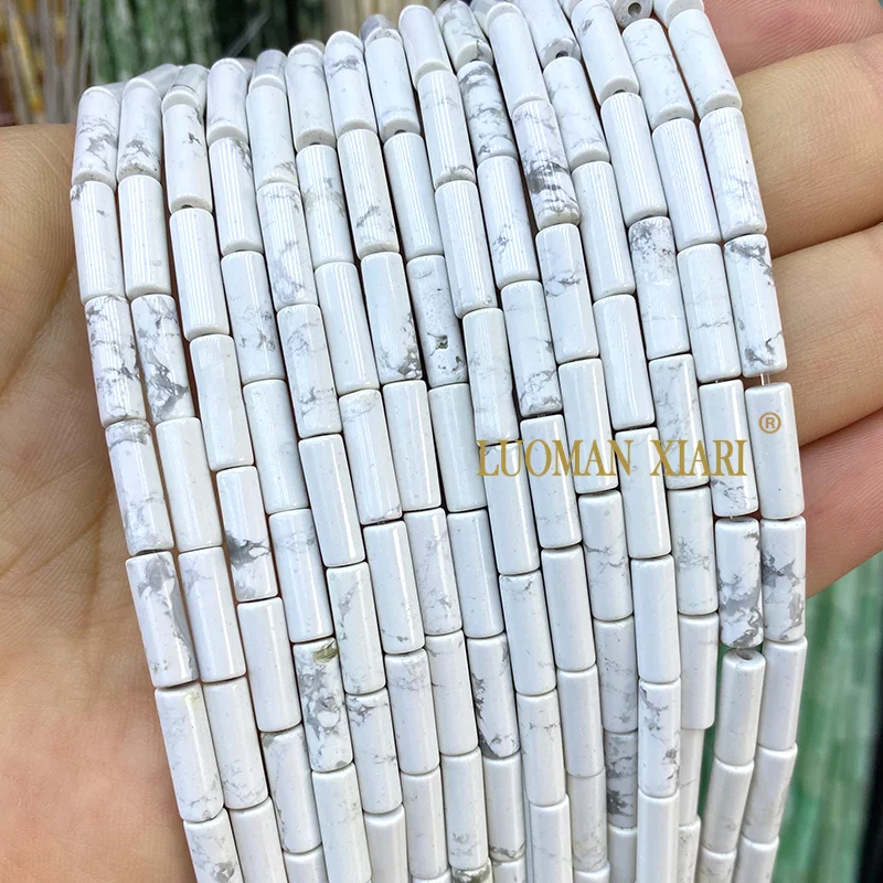 13x4mm Cylinder Natural Stone Amazonite Labradorite Howlite Loose Spacer Beads for Jewelry Making Diy Bracelet Accessories