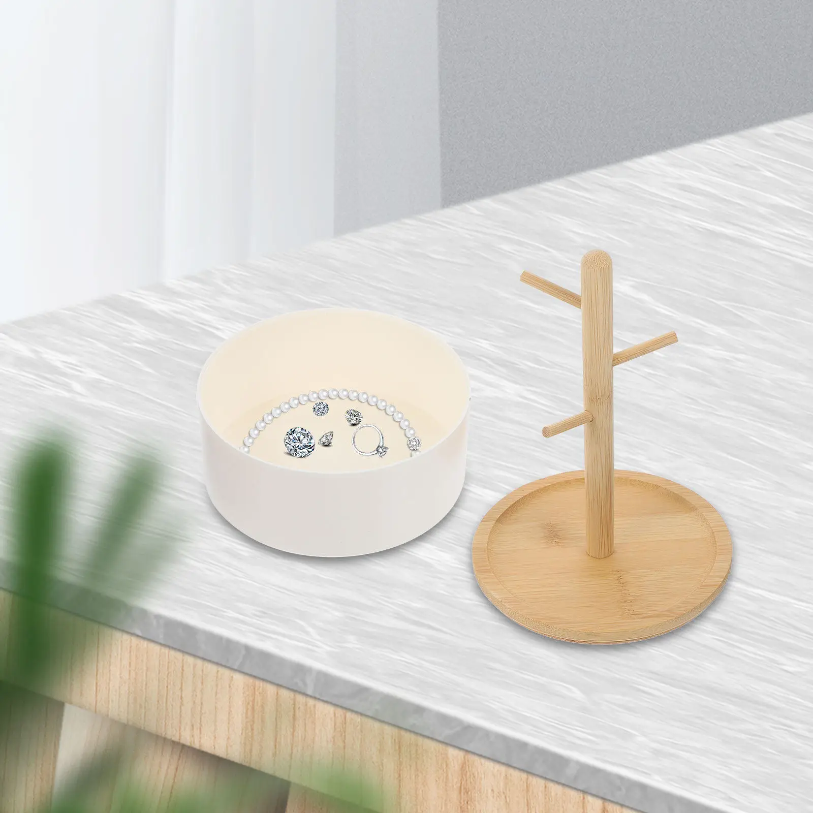 

Jewelry Holder Organizer Stand for Necklaces Bracelets Dangle Earrings Studs Display Storage Rack Dresser Bedside Table