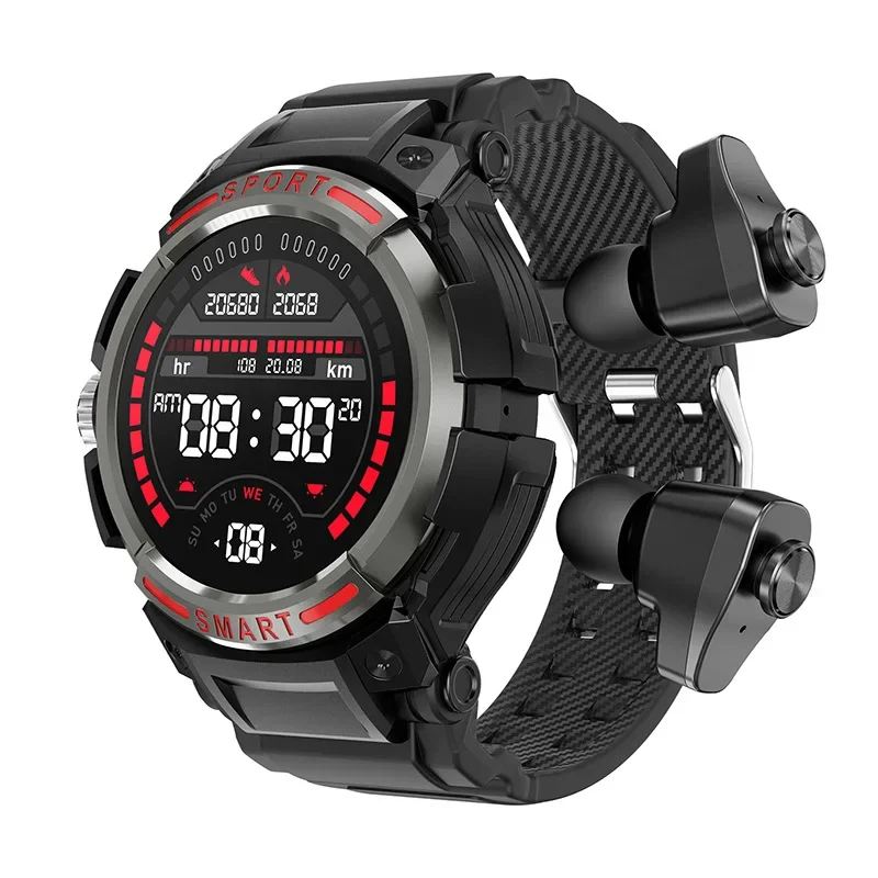 

Смарт-часы 2 в 1, мужские TWS наушники AMOLED, Bluetooth-гарнитура, трекер для наушников, музыка, спорт, фитнес, умные часы