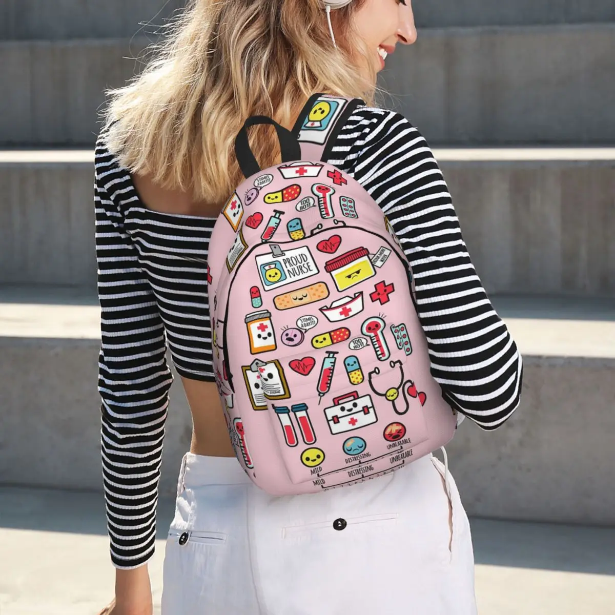 Proud To Be A Nurse Pink Student Backpack School Bag Hiking Travel Daypack for Boys Girls Bookbag Shoulder Bags