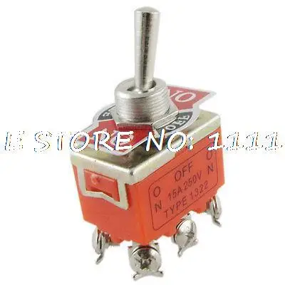 15A/250VAC 2P2T DPDT ON/Center OFF/ON 3 Position Toggle Switch