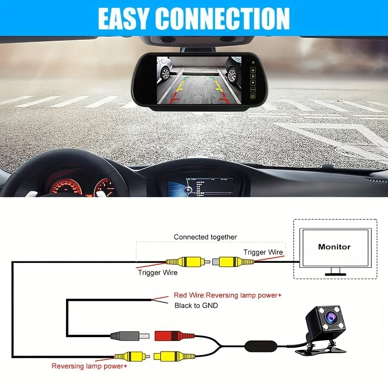 شاشة TFT LCD مقاس 7 بوصات مع كاميرا احتياطية للرؤية الليلية 4LED - سهلة التركيب، عرض لسيارات الدفع الرباعي والالتقاطات والمعسكر والجرارات والمركبات الترفيهية #3