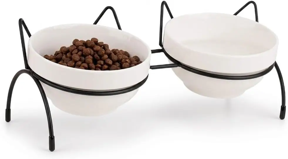 

Набор приподнятых керамических мисок для кошек и маленьких собак с наклонной подставкой, предотвращающий рвоту