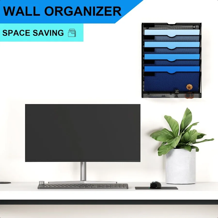 منظم ملفات معلق على الحائط مكون من 6 طبقات مثبت على الحائط وحامل ورق البريد ومنظمة المستندات وحامل مجلة مكتب عمودي Rac