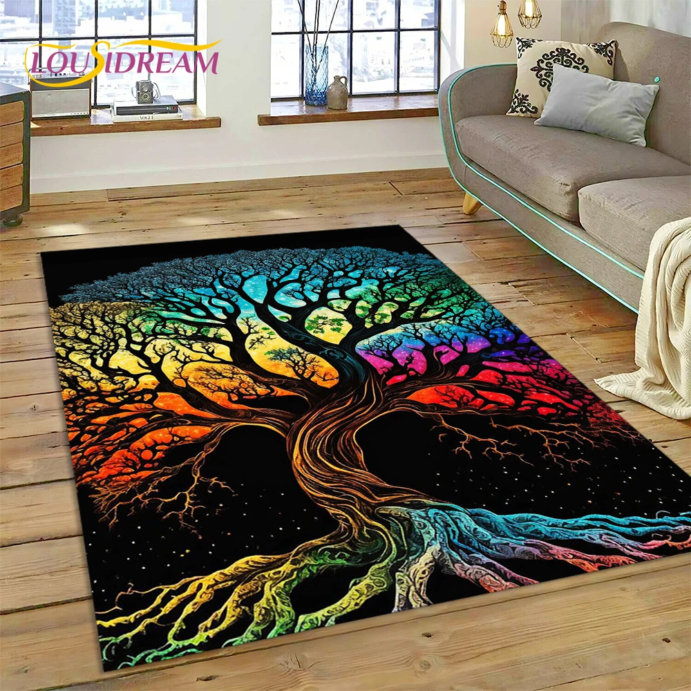 Tree of Life Nature Viking Yggdrasil Norse Rug Carpet for Living Room Bedroom Decor,Non-slip Decoration for Sofa Doormat Gift