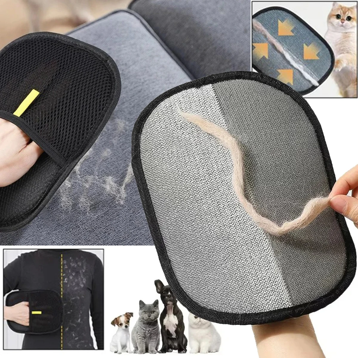 Brosse à poils pour chat, gants d'élimination des animaux de compagnie, gants de toilettage Double face pour animaux de compagnie, outil de nettoyage pour chaton, brosse de démêlage pour chien,