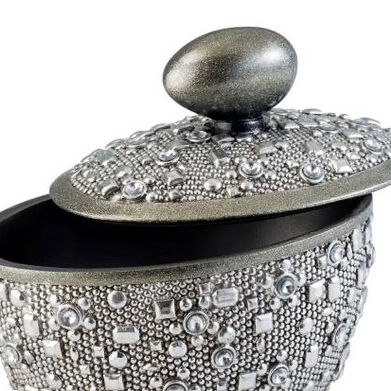 8" Tall Silver Finish Decorative Jewelry Box - Twilight Design in Polyresin
