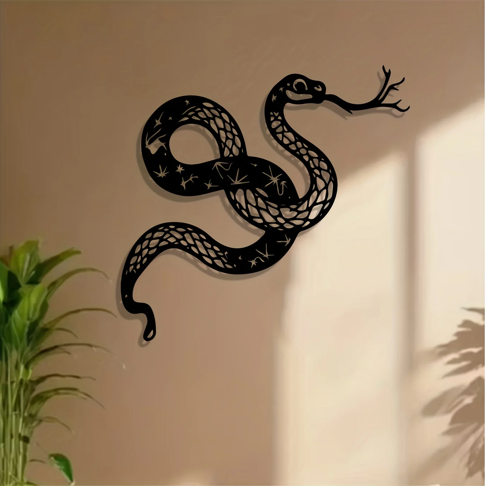 Gothic Serpent Iron Wall Art Mystical Snake Metal Sculpture Rustproof  Outdoor Halloween Rustproof Hanging Decor Gift Ornament