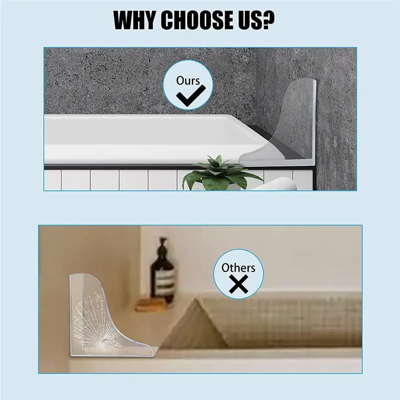 ABFS Bathtub Corner Splash Guard, Acrylic Corner Guard Shower Bathtub Guard, Bathroom Bathtub Splash Guards, 2PCS Transparent