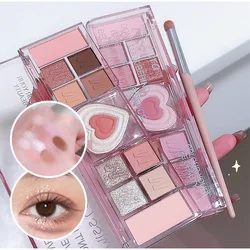 12 kleuren Liefde Hart Roze Oogschaduw Palet Natuurlijke Koele Tone Lage Verzadiging Matte Oogschaduw Pallet Bruin Koreaanse Make-up Cosmetische