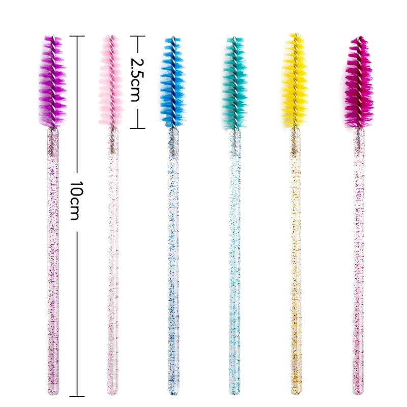 Brosse de maquillage jetable pour cils en cristal, bonne qualité, manche en diamant, baguettes de Mascara, outil d'extension de cils, 50 pièces/paquet
