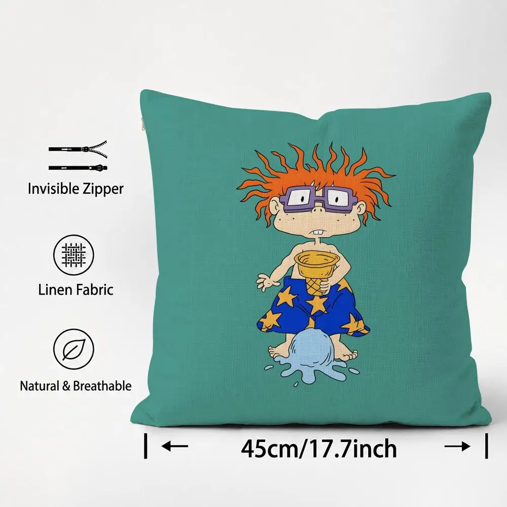 Cartoon Rugrats Cushion Cover Cushion Covers Natural Linen Breathable Sofa Bedroom Decor Pillowcase
