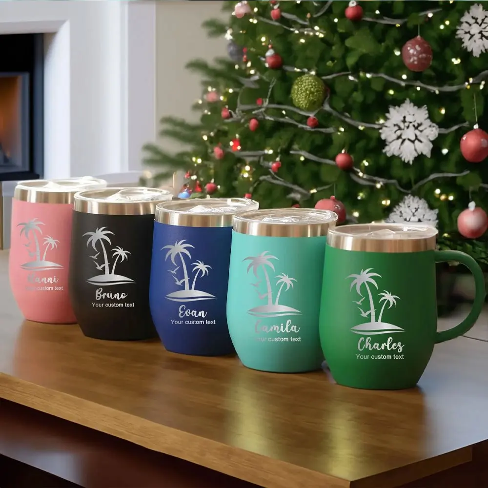 Blank Sublimation Egg Shape Mug 12oz Stainless Steel Cup With Handle Lid DIY Custom Print Water Tumbler For Handmade Gift.