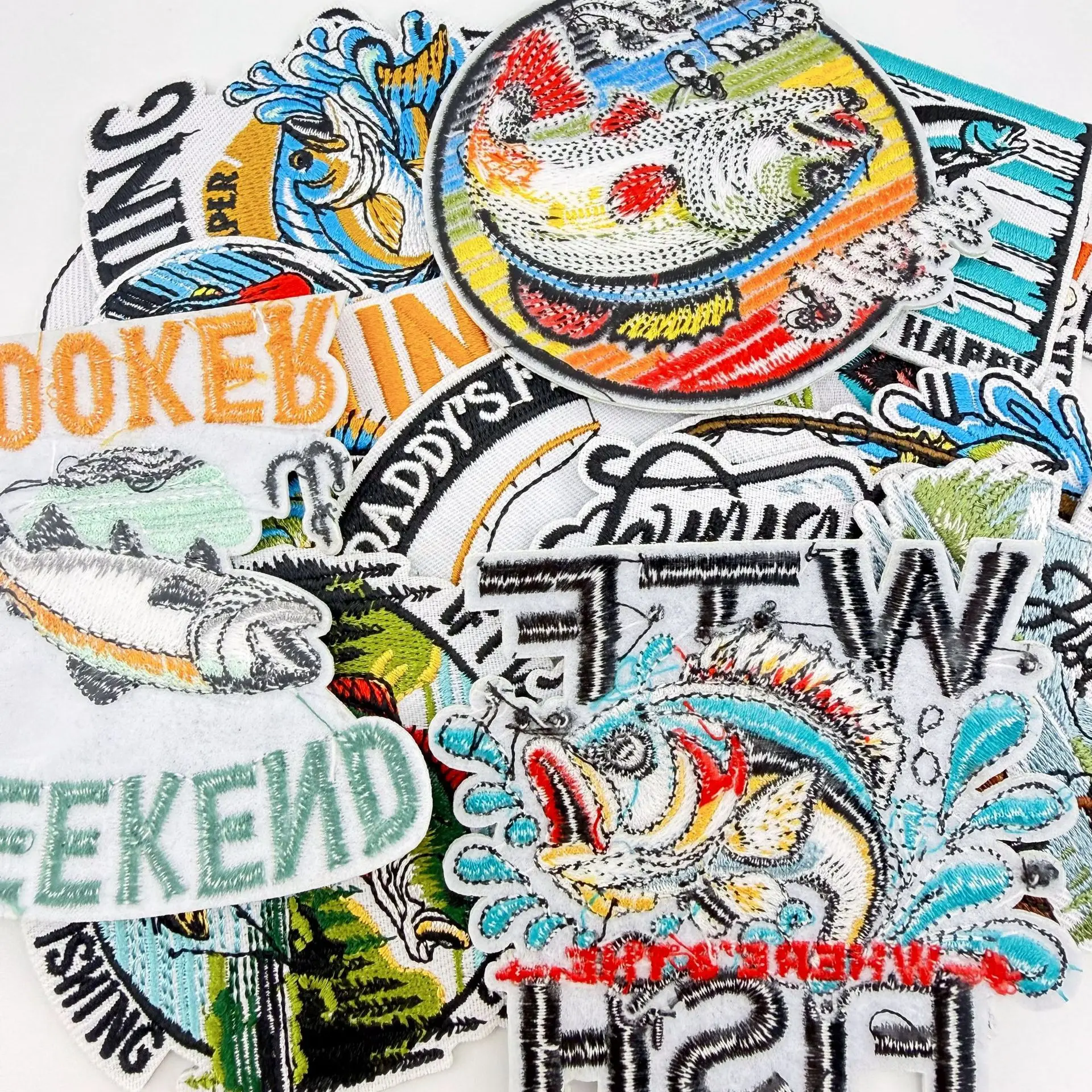 10pcs New Cartoon Outdoor Fishing Theme Ironing Patches 