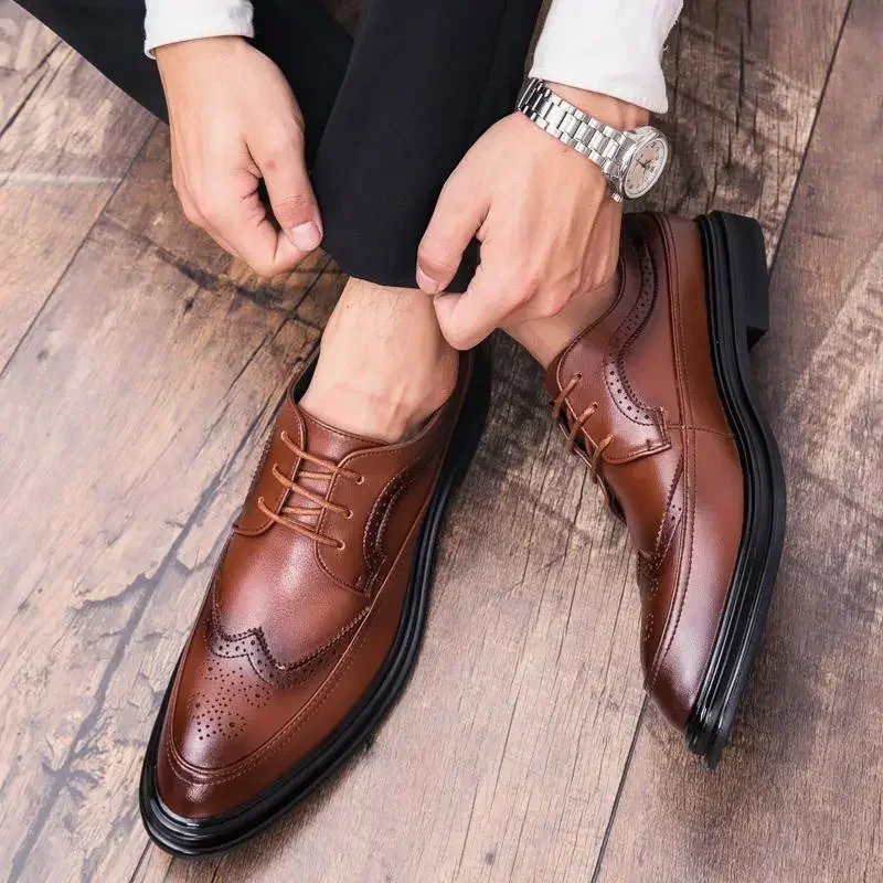 

New Men's Leather Derby Shoes Comfortable Business Casual Shoes plus Size Luxury Formal Wear