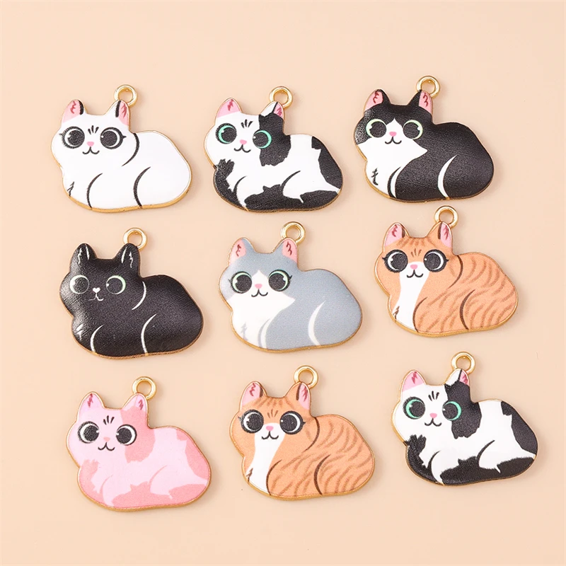 20 Stück Cartoon-Tier-Charms, Emaille-Katzen-, Hasen- und Schmetterlings-Charms, Anhänger für die Schmuckherstellung, Halsketten, Ohrringe, DIY-Bastelbedarf – Detail 6