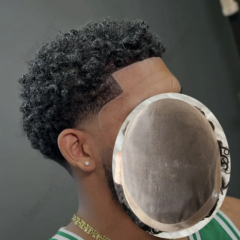 8 مللي متر غريب مجعد رجل الشعر المستعار سوبر دائم أحادية NPU خصلات الشعر المستعار الإنسان استبدال نظام الرجال الشعر الشعرية الاصطناعية هيربيسي #2