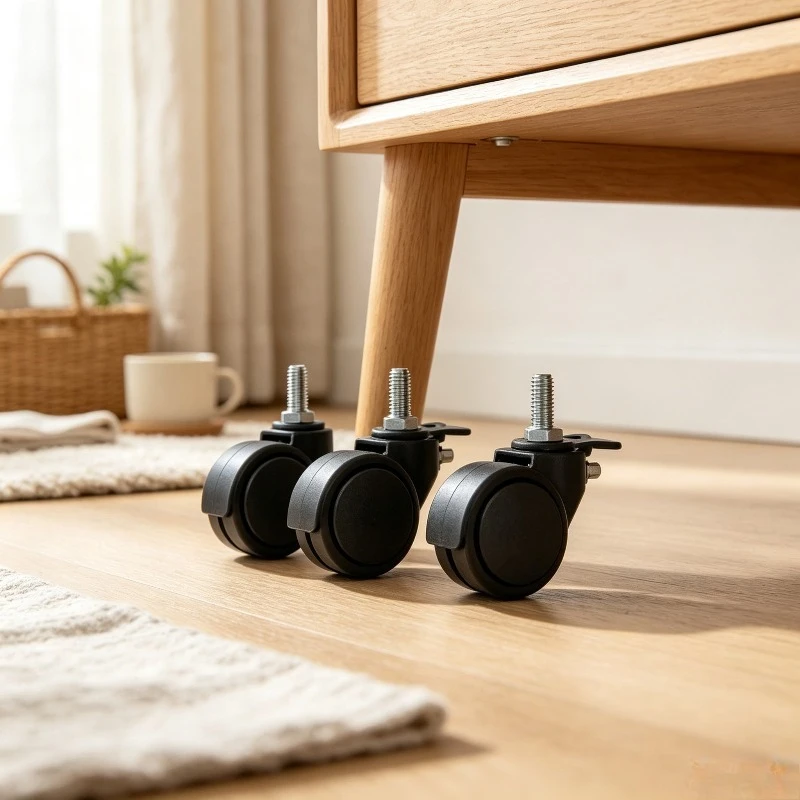 Swivel Caster Kit for Standing Desk, Silent Smooth Rolling Lockable Wheels Set, Non-marking Floor-friendly Replacement Casters.