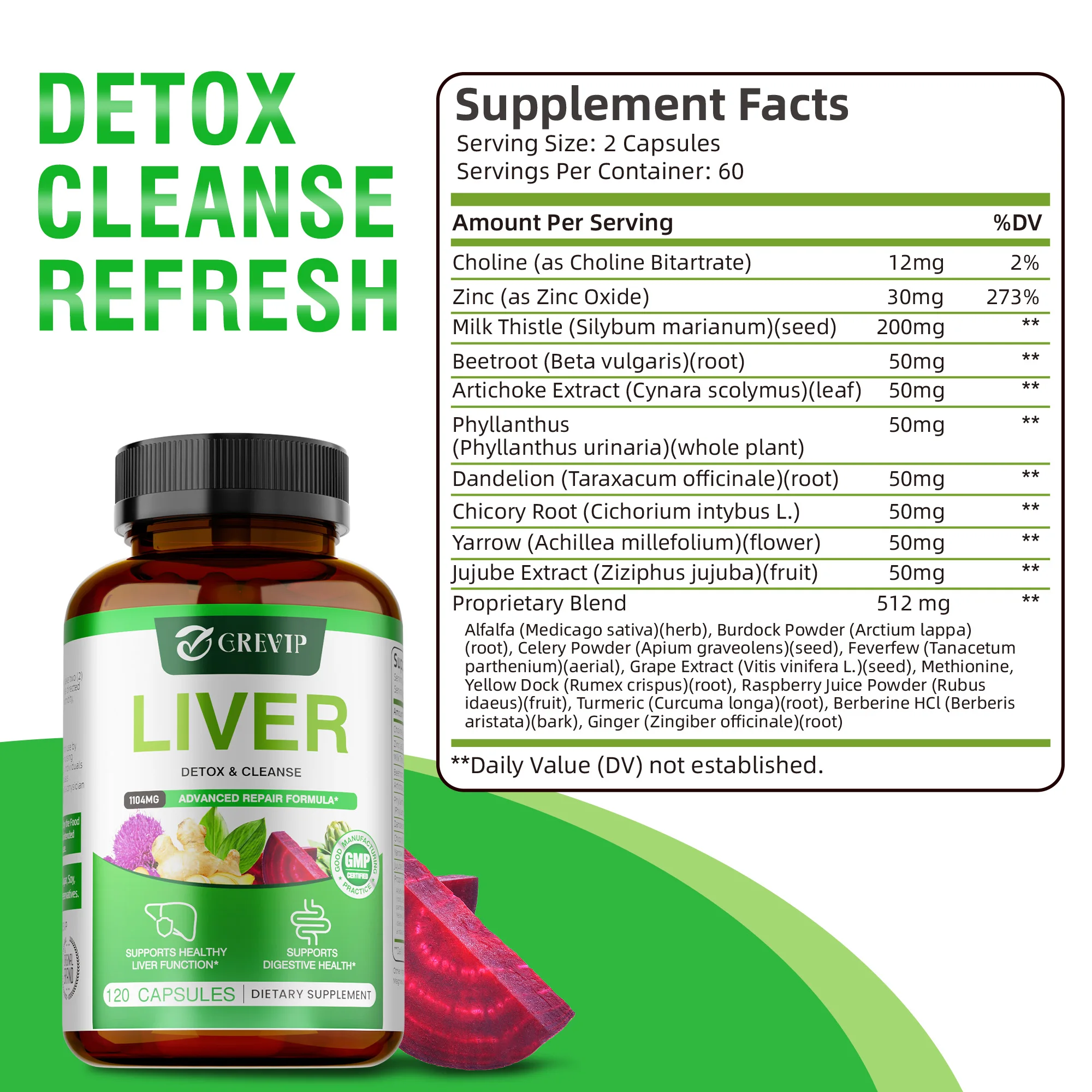 Liver Health Supplement - Liver Repair and Cleanse, Antioxidant, Promotes Metabolism, Improves Digestive Function, Non-GMO