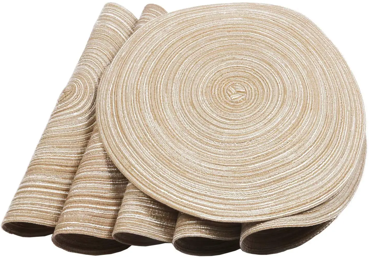 Round Braided Placemat Set of 6 Washable Round Placemats for Kitchen Table Round Table Mats for Party BBQ Christmas Everyday Use