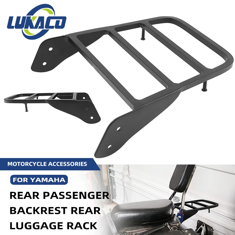 Black Motorcycle Steel Rear Sissy Bar Backrest Luggage Rack For Yamaha V-Star 400 650 1100 Dragstar 400 650 XVS 1100 1996-2018