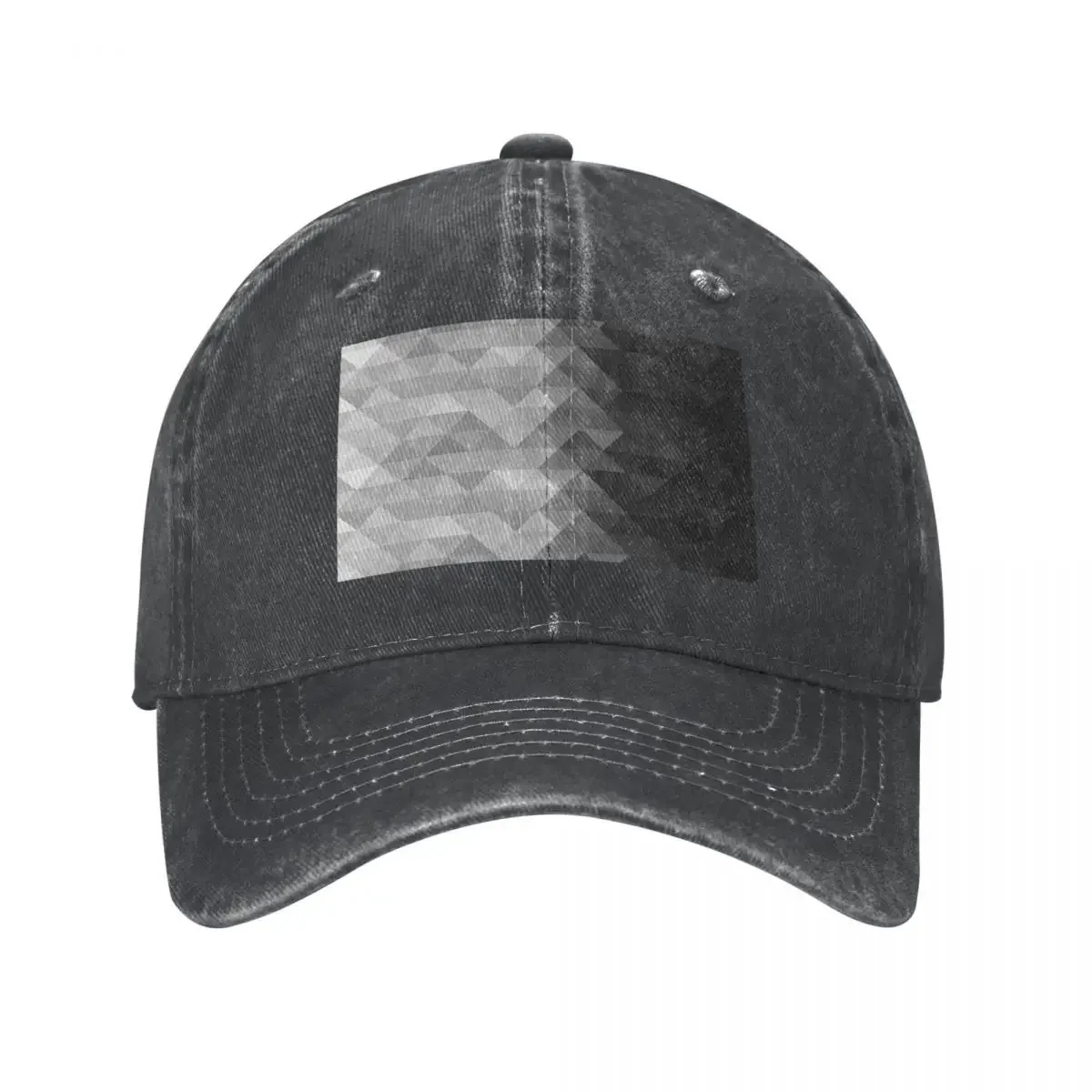 Grayscale Triangle Geometric Squares Pattern Baseball Caps Snapback Denim Hats Adjustable Casquette Sports Baseball Cowboy Hat