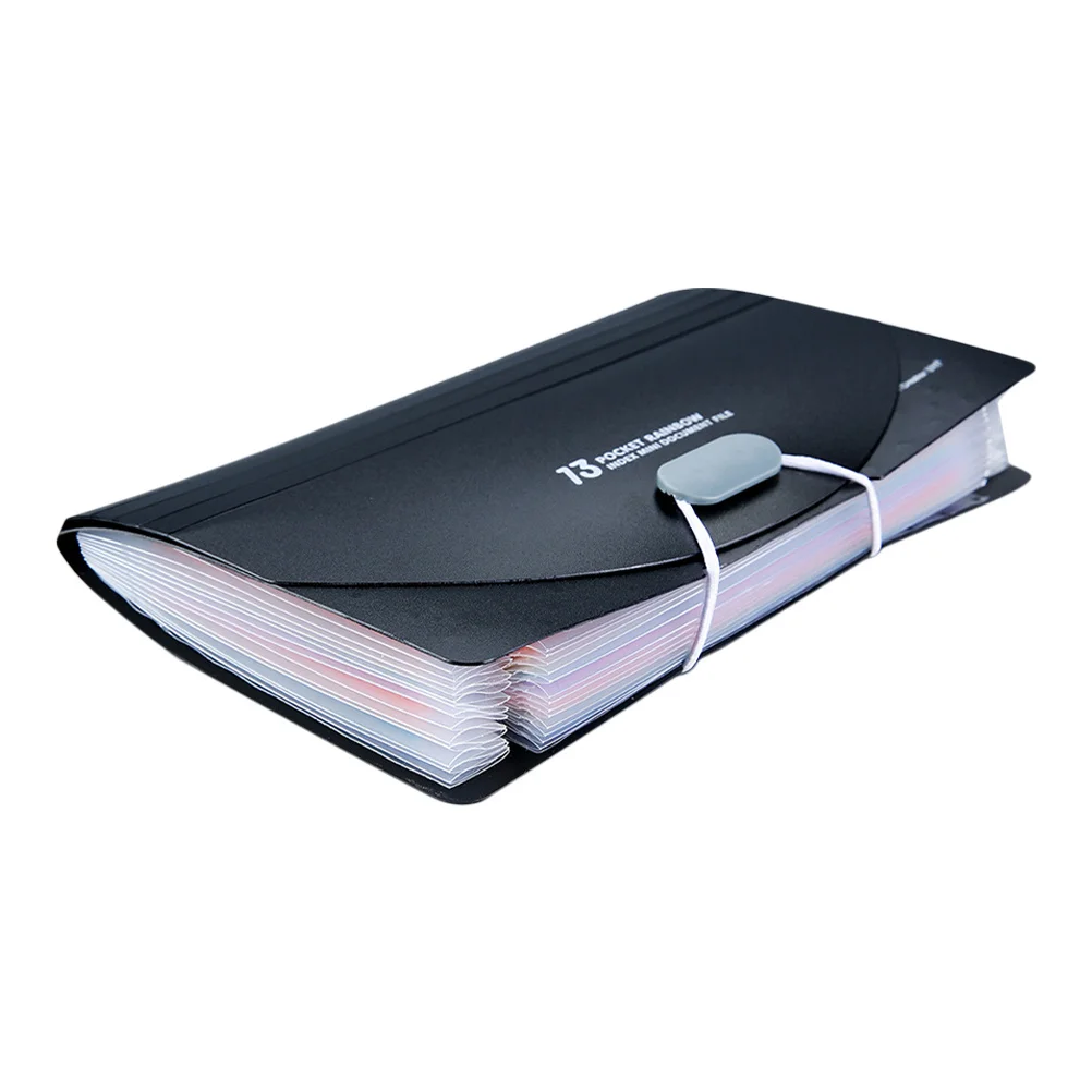 Three Side Seal A6 Receipt Holder Expanding File Folder Mini Accordion Organizer 13 Compartments Portable Document Organizer