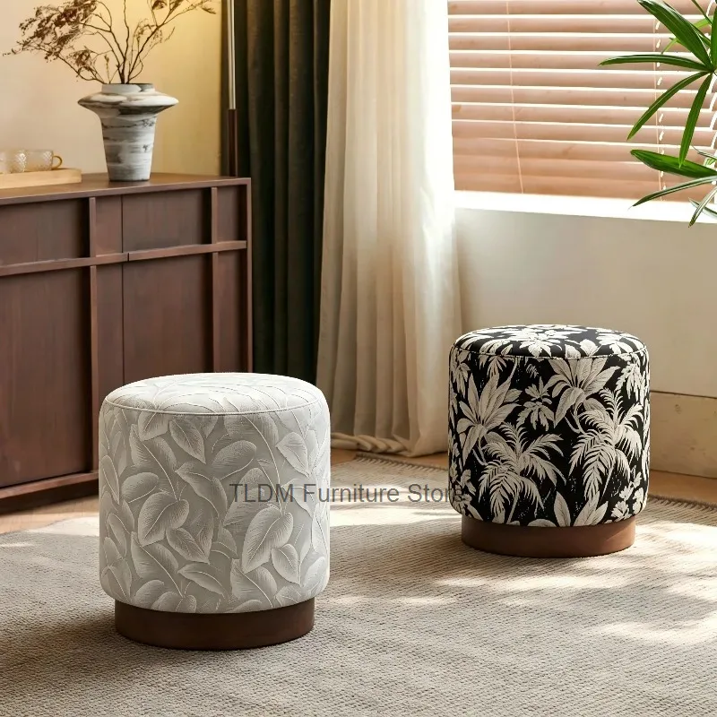 Cushion Fabric Retro Abstract Zebra Stripe Velvet Round Pouf Stool Fluffy Thick Foam Entryway Multi-purpose Ottoman Foot Stool
