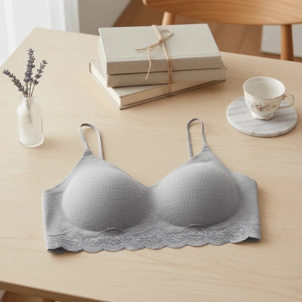 

Fashion Deep V Lace Wireless Bra Push Up Anti-sagging Underwear for Women Shockproof Lingerie Seamless Bra Girls