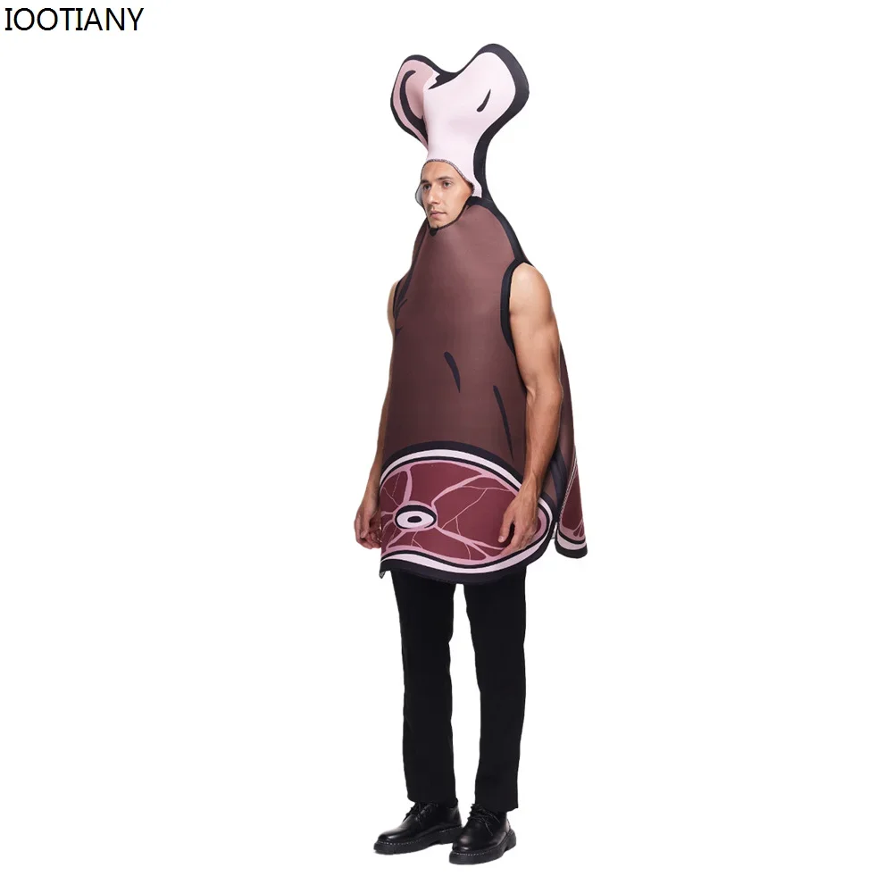 코스프레 새로운 할로윈 성인 햄 고기 코스프레 의상 뼈 고기 스폰지 의상 바 카니발 파티 무대 공연 드레스