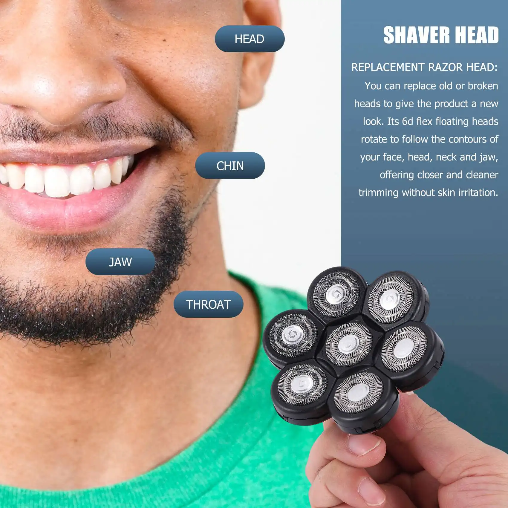 Barbeador elétrico substituição cabeça Bald Shaver Blade, 7D