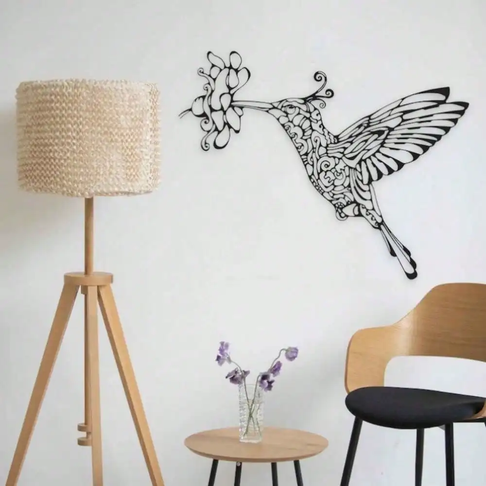 CIFbuy Hummingbird Metal Wall Art, Handmade Iron Sculpture, Stylish Indoor Outdoor Home Ornament, Nature Lover Housewarming Deco