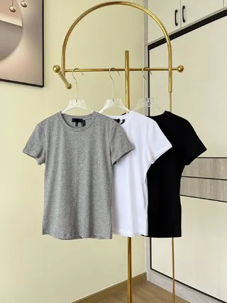 

2024 Women's Clothing Round neck solid color T-shirt Spring Summer New No.40