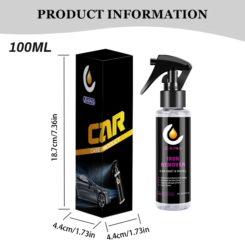 50ml/100ml Wheel Paint Iron Remover Spray Technology Professional Dust Rim Rust Cleaner Auto Detail Chemical JB-XPCS 18