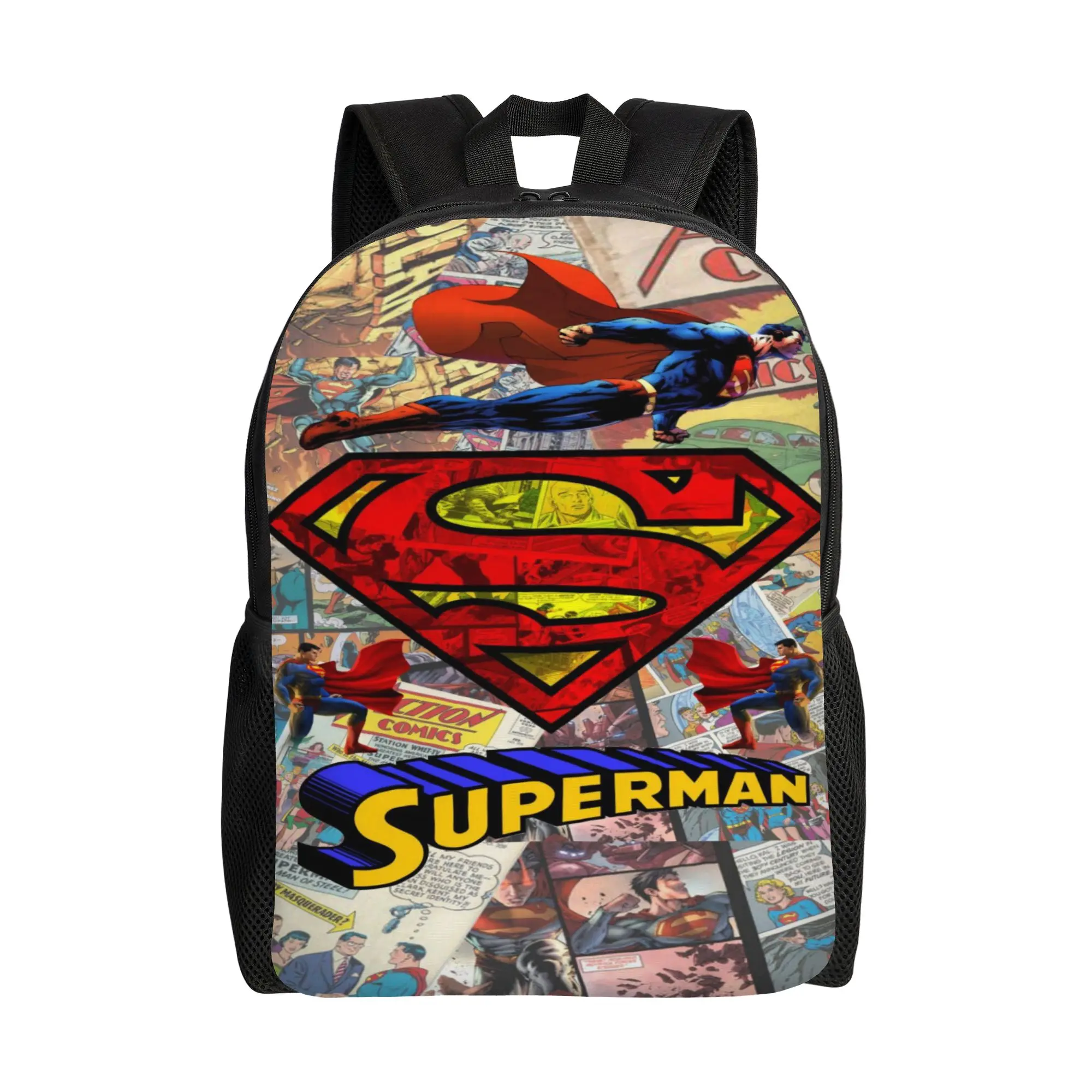 Back to school season Retro Flying Superman Comic Book Cover Schoolbag  Unisex Super Quality Backpack