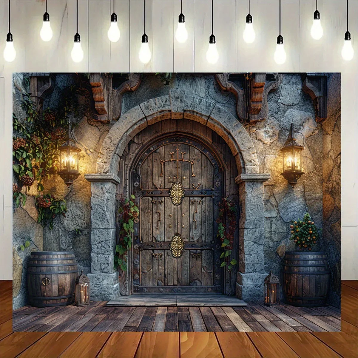 1pc Medieval Castle Background, Decorative Castle Wall Background, Kingdom Guardian VBS Medieval Theme Party Supplies