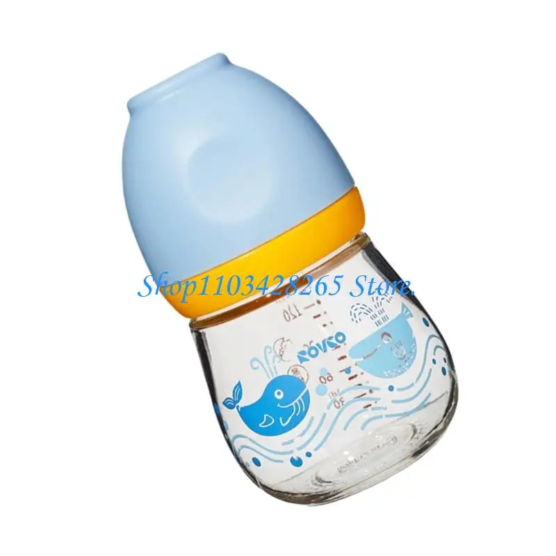 زجاجة رضاعة زجاجية آمنة للأطفال بسعة 150 مل/5 أونصة بتصميم رقبة واسعة لسهولة التنظيف G2TE #5