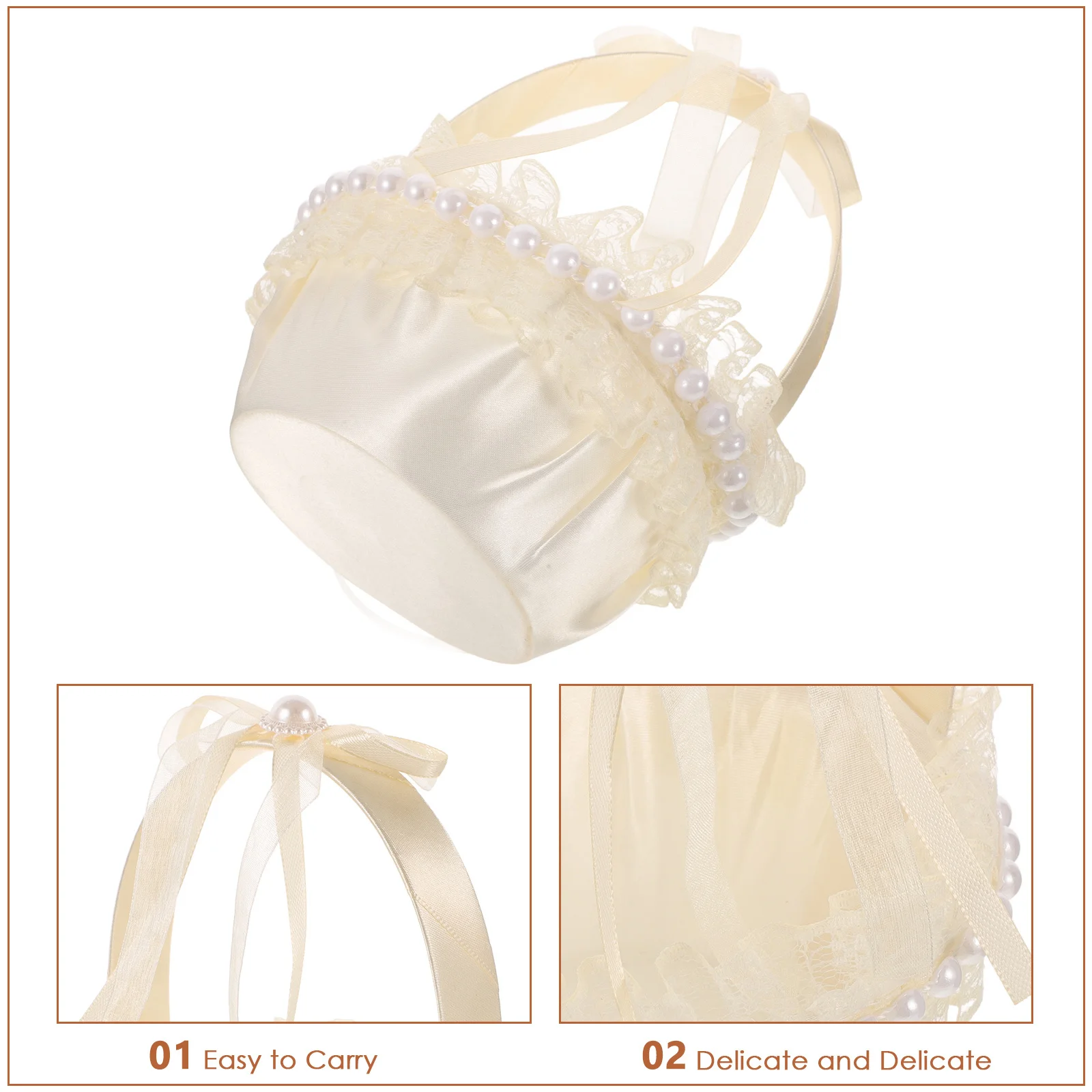 

Small Basket Satin Fabric Elegant Petal Holder Vintage Flower Baskets For Wedding Decor Party Handheld Basket Rustic