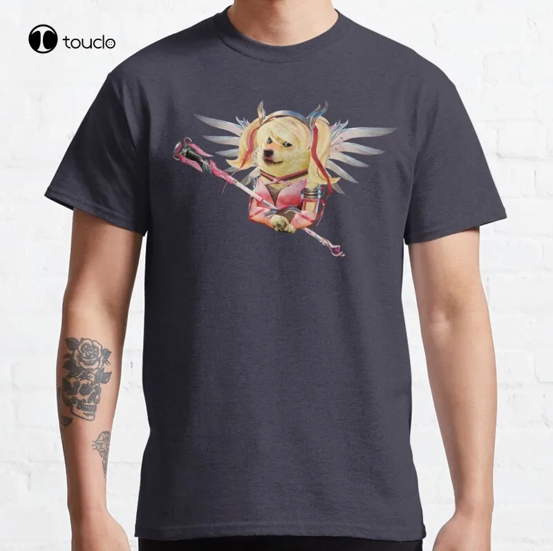 

Doge Pink Angel Classic T-Shirt Cotton Tee Shirt Unisex Custom Aldult Teen Unisex Digital Printing Tee Shirts Women Shirts