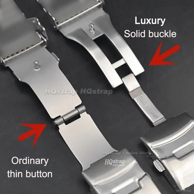 Metal Watch Strap 20mm 22mm Double Press Folding Buckle Universal Replacement Wristband Black Silver with Tool Watch Accessories