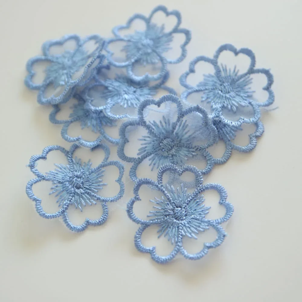 10pc/lot 3cm flower embroidery patches for clothing DIY embroidered parches appliques for wedding dresses decoration parch ropa